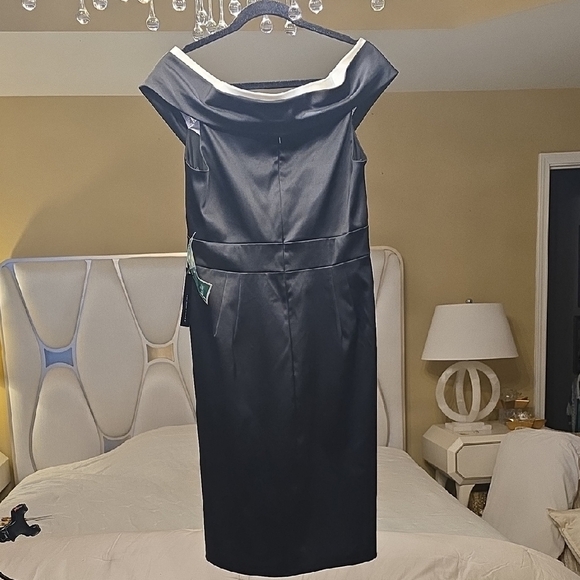 Victor Costa Black and White Jewel Midi Dress - Picture 4 of 16